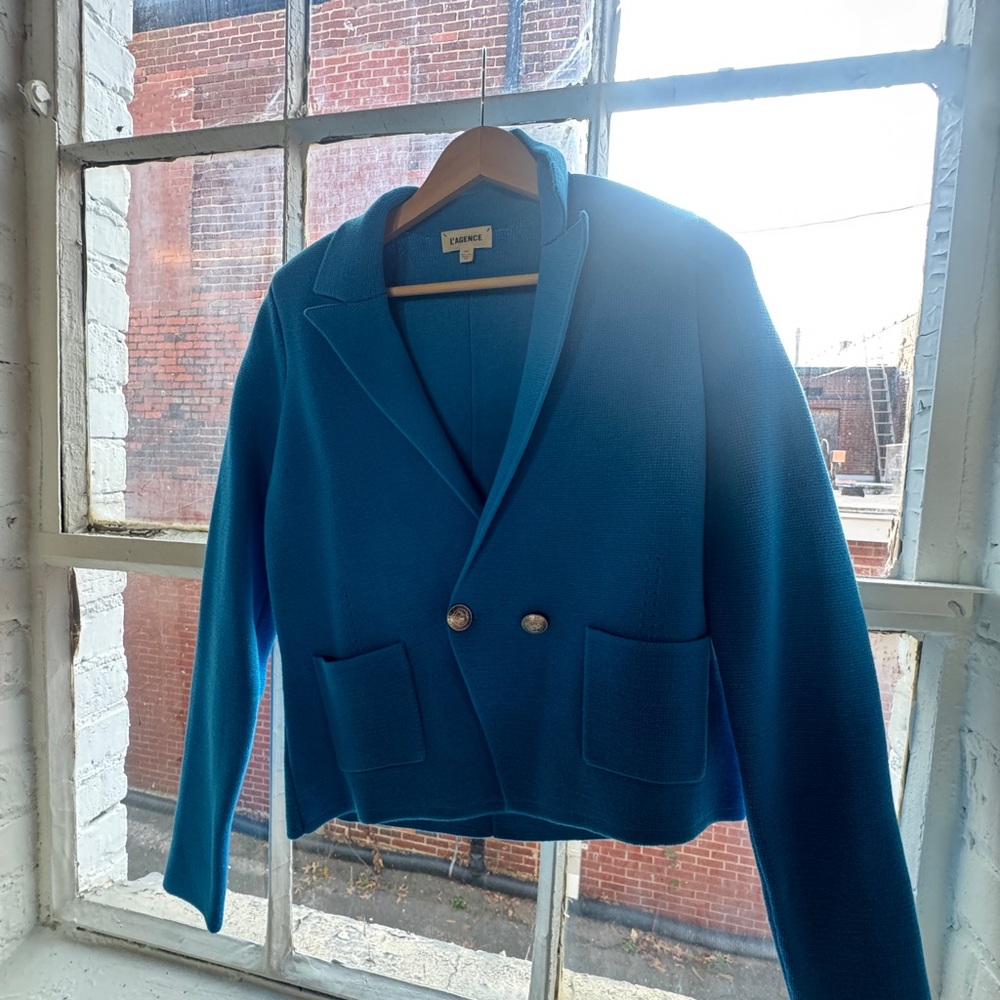 L'AGENCE Blue Blazer with Metallic Buttons